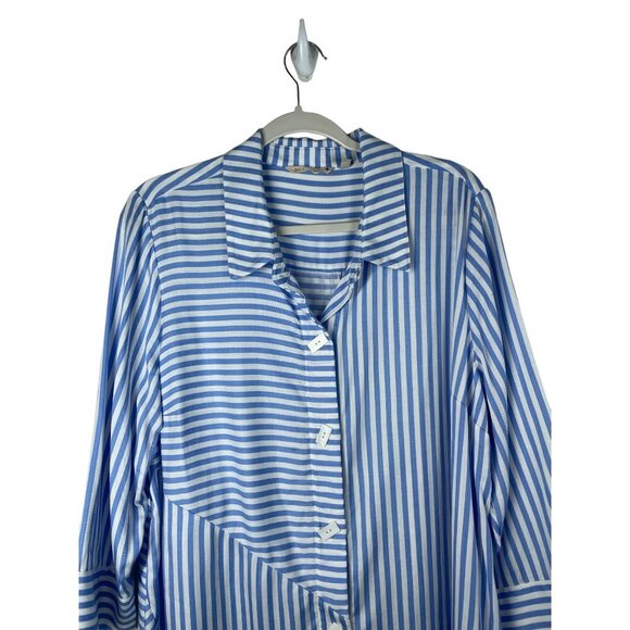 Soft Surroundings Stripe Square Button Tunic Top Button Front and Back Tencel XL - Picture 3 of 11